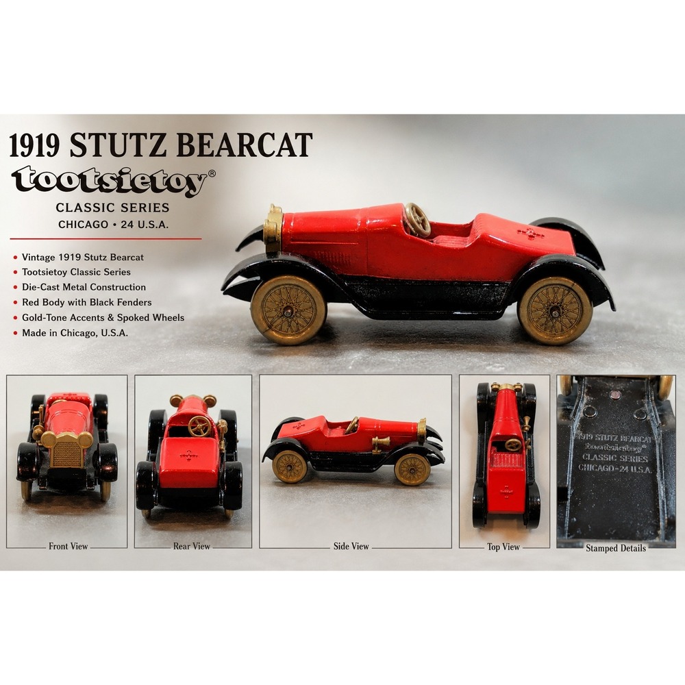 Vintage Tootsietoy 1919 Stutz Bearcat Classic Series Diecast Car Red Black USA